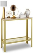 Nowoczesna konsola z metalowym stelażem złoty + dąb sonoma H8-W68