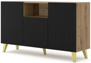 Komoda z lamelami dąb artisan + czarny L6-S70