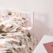 Beżowa pościel dla dzieci w króliki w kosmosie
