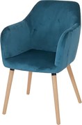 Krzesło do jadalni Vaasa T381,  aksamit, petrol-niebieski, jasne nogi