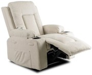 Beżowy sztruksowy fotel rozkładany E7-B16