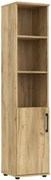 Wąski regał biurowy z drzwiczkami dąb craft G9-R74
