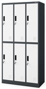 Szafka socjalna ubraniowa BHP antracytowo-biała 6-drzwiowa: IGOR, 900 x 1850 x 450 mm