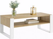 Prostokątna ława kawowa z półką - dąb artisan + biały C4-D63