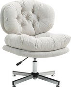 HOMCOM Krzesło biurowe bez podłokietników, wygodne biurowe krzesło z pikowanym siedziskiem i regulowaną wysokością, Kremowy