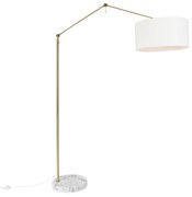 Nowoczesna lampa stojąca złota z abażurem białym 50 cm regulowana - EditorDesignerski Oswietlenie wewnetrzne