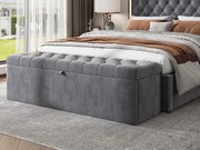 Banc skrzynkowy tapicerowany welurem - Szary