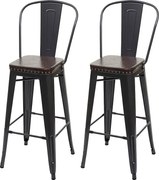 Stołek barowy MCW-H10c (zestaw 2 szt.),  czarno-brązowy