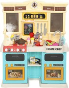 AIYAPLAY Kuchnia do zabawy z płynącą wodą, 85-elementowy zestaw, elektryczny kran, światła, dźwięki, dla dzieci 3–6 lat, tworzywo sztuczne, zielony