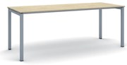 Stół konferencyjny do biura PRIMO SQUARE, 200x80 cm, szaro-srebrna podstawa, dąb naturalny