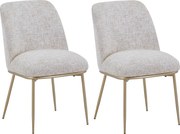 Zestaw 2 krzeseł z tkaniny i złotego metalu - Kremowe - DYLORA