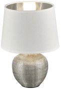 Biała lampa stołowa z ceramiki i tkaniny Trio Luxor, wys. 26 cm