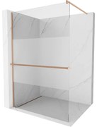 Mexen Kioto+ ścianka prysznicowa z półką Walk-in 80 x 200 cm, transparent/szron, miedź szczotkowana - 800-080-121-65-35