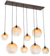 Inteligentna lampa wisząca ciemny brąz z bursztynowym szkłem 8-punktowa z 8 Wifi G95 - Sandra ArtDeco Oswietlenie wewnetrzne