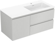 Mexen Rivel szafka łazienkowa 100 cm z umywalką Otis prawą, 2S, 1D, ryflowana, szara/biała mat - 91A23-10047-3-BBFFF62-W18P01