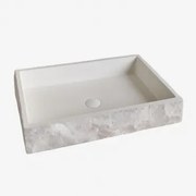 Umywalka Prostokątna 60x40 Cm Cementowa Ushba Distressed White - Sklum