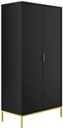 Czarna dwudrzwiowa szafa ze złotym stelażem M9-R24