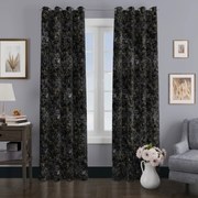Zasłona welurowa na przelotkach wzór marmurku Spark 135x260 czarna