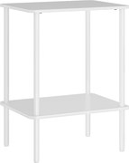 HOMCOM Nowoczesny Stolik Boczny 2-poziomowy z Przestrzenią do Przechowywania i Metalową Ramą do Salonu, Sypialni, Biały