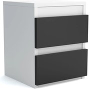 Szafka nocna komoda WIKI z 2 szufladami Biały/Czarny