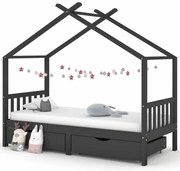 Szare łóżko dziecięce z 2 szufladami 90x200 cm H6-P21