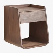 Nocna Szafka Kwadratowa 35x35 Cm Z Drewna Akacjowego Berigem Ciemny Akacjowy Brąz - Sklum