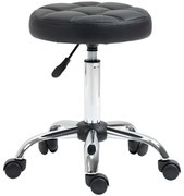 HOMCOM Taboret Obrotowy, Salonowy, Regulowany, Skóra Ekologiczna, Pikowany, Czarny/Srebrny