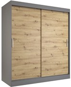 Szafa przesuwna 180 cm antracyt + dąb artisan P7-B02