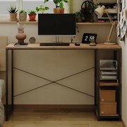 Biurko komputerowe stół loft jasny brąz nowoczesne z półkami industrialne