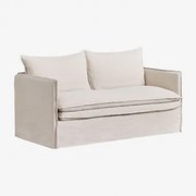 Sofa Dwuosobowa Grace Z Lnu I Bawełny Tkaniny Beige - Sklum