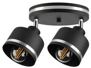 Czarna lampa sufitowa z dwoma reflektorami - V124-Torini