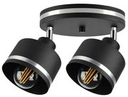Lampa czarna sufitowa z dwoma reflektorami P2-S43