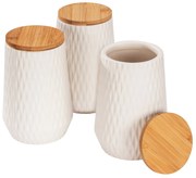 Pojemniki kuchenne ceramiczne DIAMOND, bambusowa pokrywa, 3 x 0,6 l, WENKO
