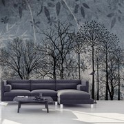 Fototapeta - Drzewa na niebieskim tle (196x136 cm)