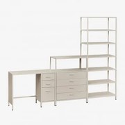 Zestaw Biurkowy Z Szufladami, Komodą I Regałem Stalowym Janine Kremowa Tapioca - Sklum