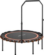 SPORTNOW Trampolina fitness z regulowanym uchwytem, Trampolina sportowa do użytku wewnątrz i na zewnątrz, Stal, Tworzywo sztuczne, Pomarańczowy