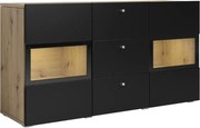 Komoda z szufladami Baros 26 - 132 cm - dąb artisan / czarny mat