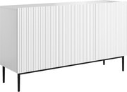 Komoda Nicole 150 cm trzydrzwiowa z ryflowanym frontem - biały mat / czarne nóżki
