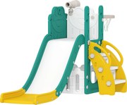AIYAPLAY Zestaw zjeżdżalni dla dzieci 5 w 1, teleskop, kosz do koszykówki, plastik, Żółty+Zielony