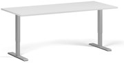 Biurko z regulacją wysokości, 180x80 cm, 2 silniki, szara podstawa, biały