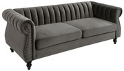 Kanapa 3-osobowa TRUMBO z weluru, styl chesterfield – kolor antracytowy