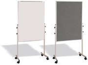 Bi-Office Mobilna tablica suchościeralna, biała magnetyczna/szara tkanina, 700 x 1200 mm