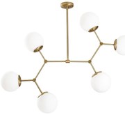 Biała lampa wisząca z 6 kloszami z elementami w kolorze złota Opviq lights Damar
