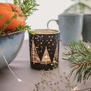 Altom Świecznik szklany Golden Christmas tree czarny, śr. 9 x 10 cm