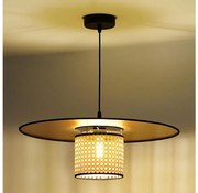 Duolla - Żyrandol na lince TOKYO RATTAN 1xE27/15W/230V śr. 50 cm złoty/rattan