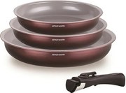 Zestaw 3 patelni ARTHUR MARTIN z powłoką ceramiczną i uchwytem zdejmowanym, kompatybilny z każdym rodzajem kuchenek, w tym indukcyjnych