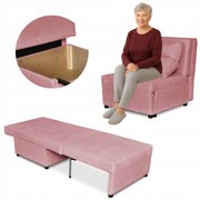 Fotel rozkładany funkcja spania KIMO pojemnik na pościel Family Meble c róż