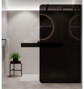 Ścianka prysznicowa WALK IN FIX czarna 8 mm MOLIS Black Round MASSI I Różne rozmiary : Kolor profili kabiny - czarny, Szerokość ścianki - 100 cm, Typ montażu - WALK in FIX (Do ściany)