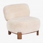 Zestaw 2 Tapicerowanych Foteli Drewnianych Eldred Włosy Syntetyczne Kremowo-beżowe - Sklum