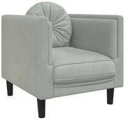 Jasnoszary Aksamitny Fotel Z Poduszką F6-S37